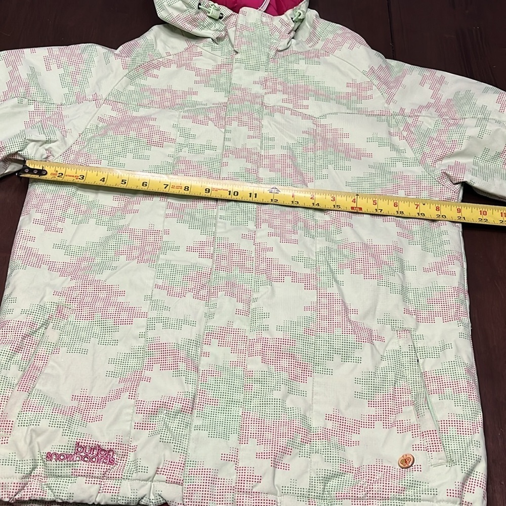 Burton Wanderlust Ski Snowboard Jacket Girls XL Lt. Green Geo Hooded Pink Parka - Picture 10 of 16